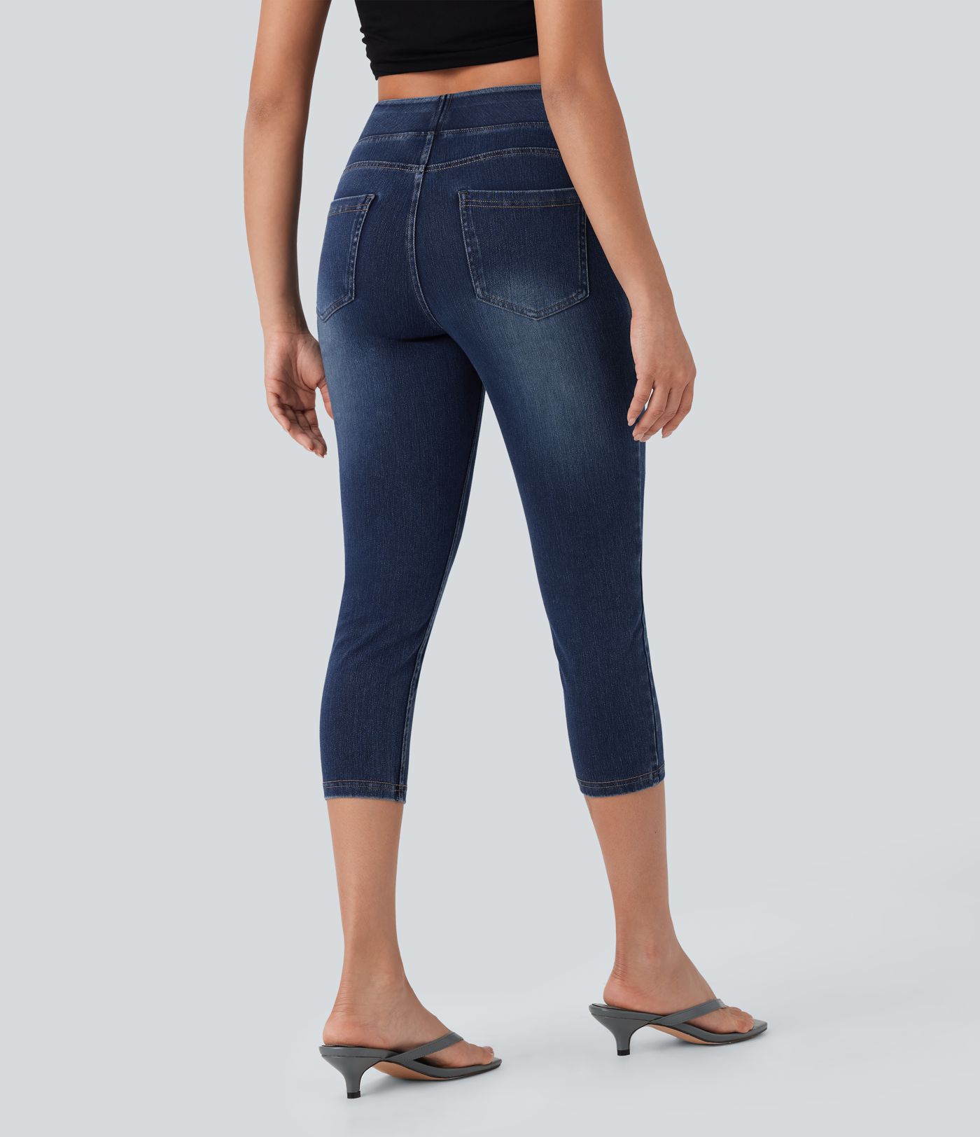 Halara Flex™ High-Waisted Denim Casual Capri Leggings with Pockets
