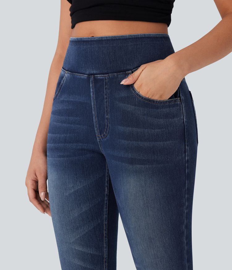 Halara Flex™ High-Waisted Denim Casual Capri Leggings with Pockets
