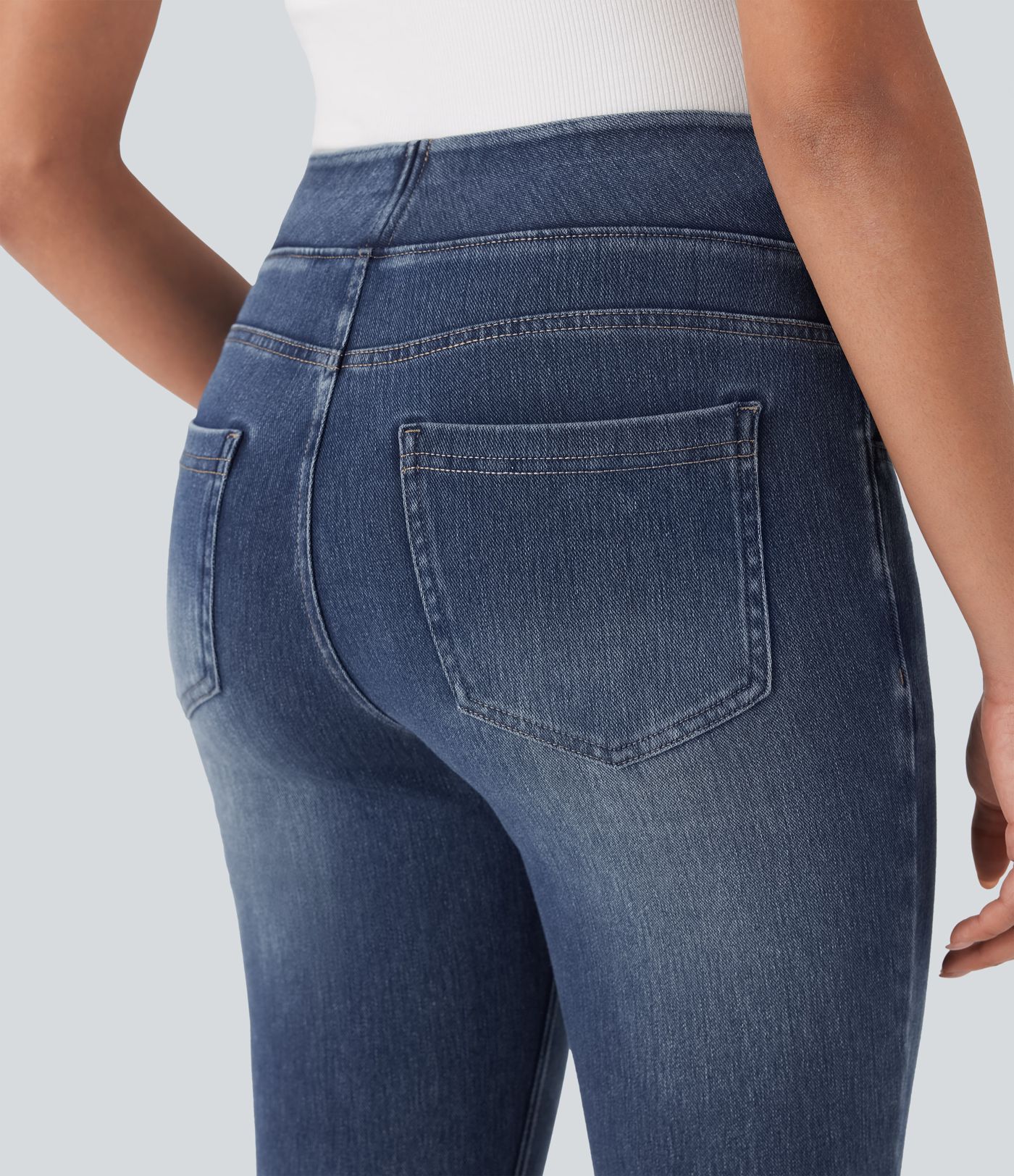 Halara Flex™ High-Waisted Denim Casual Capri Leggings with Pockets