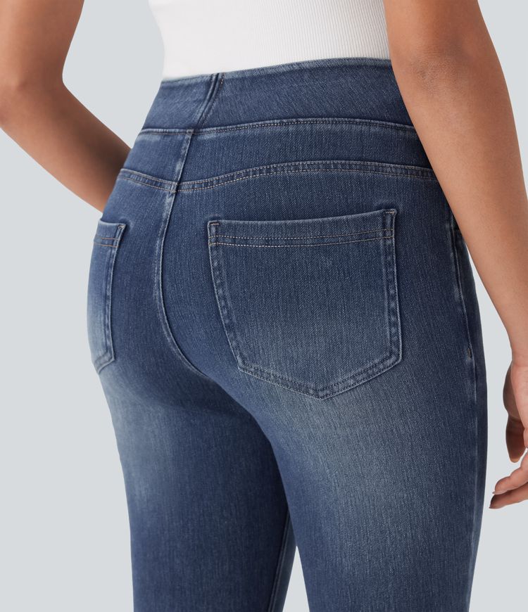 Halara Flex™ High-Waisted Denim Casual Capri Leggings with Pockets