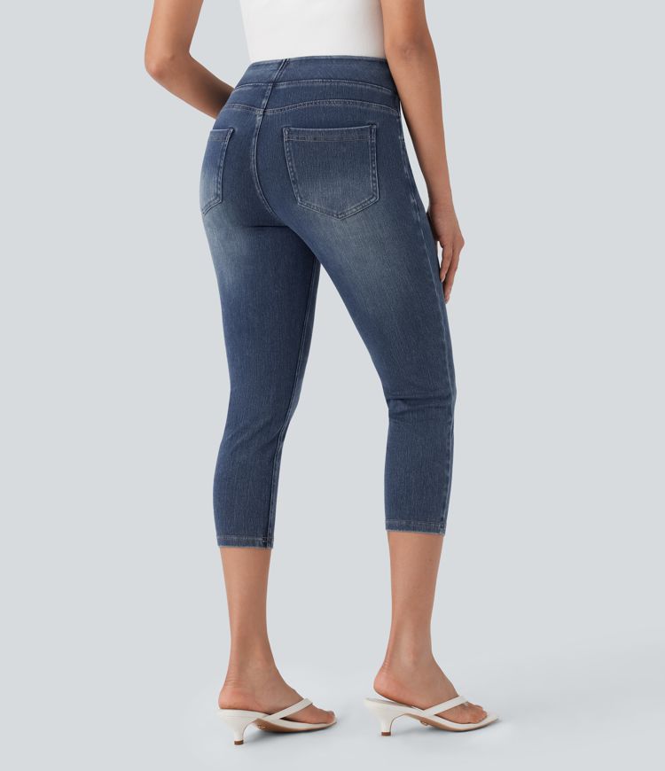 Halara Flex™ High-Waisted Denim Casual Capri Leggings with Pockets