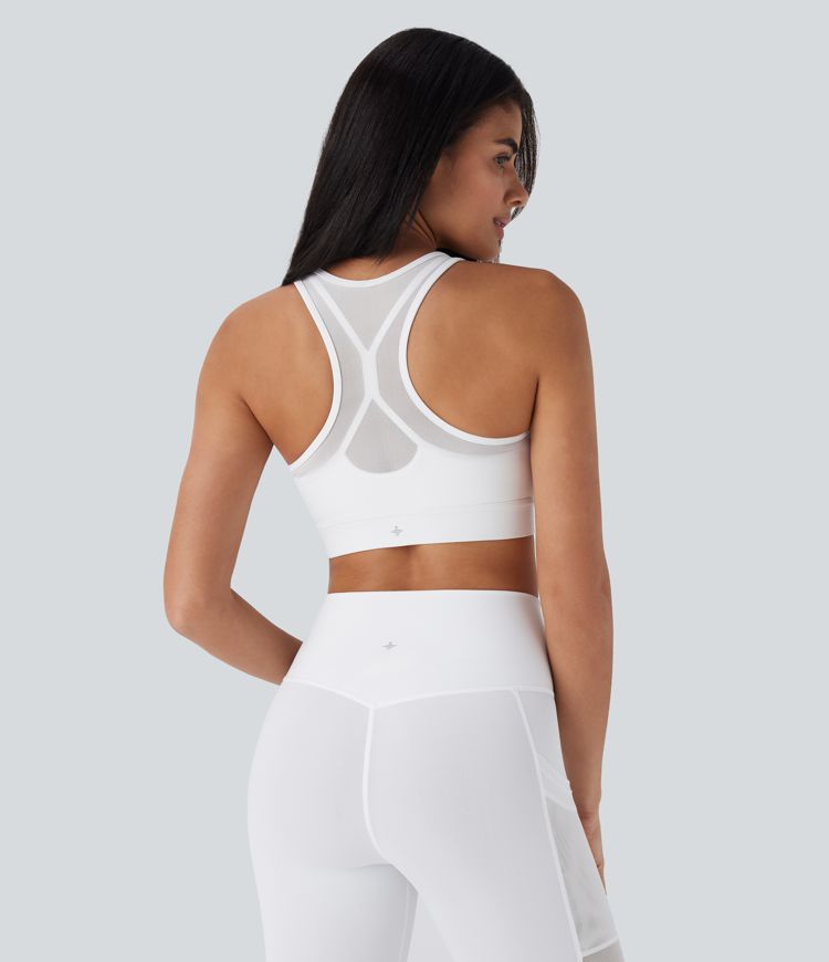 SpeedWave™ Medium Support Backless Racerback Contrast Mesh Quick Dry Training Sports Bra