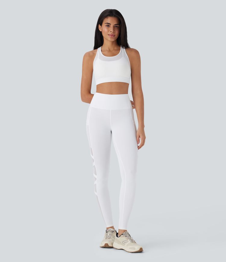 SpeedWave™ Mittleres Support Racerback Kontrast Mesh Schnelltrocknender Trainings-Sport-BH