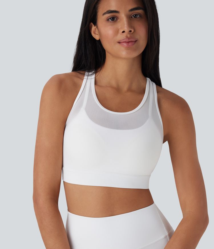 SpeedWave™ Mittleres Support Racerback Kontrast Mesh Schnelltrocknender Trainings-Sport-BH