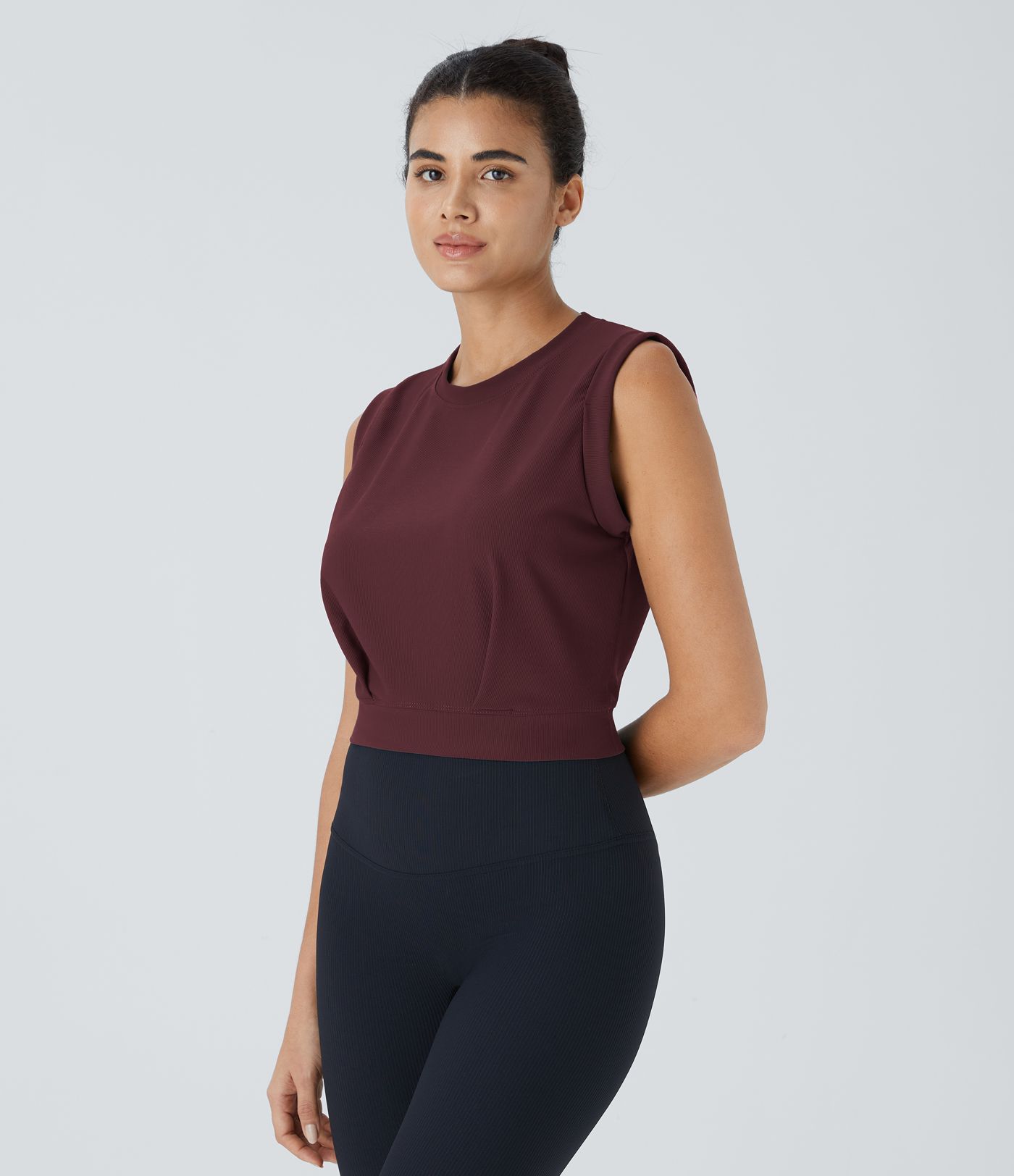 Patitoff™ Flow Pet Hair Resistant Crew Neck Sleeveless Cropped Yoga Tank Top