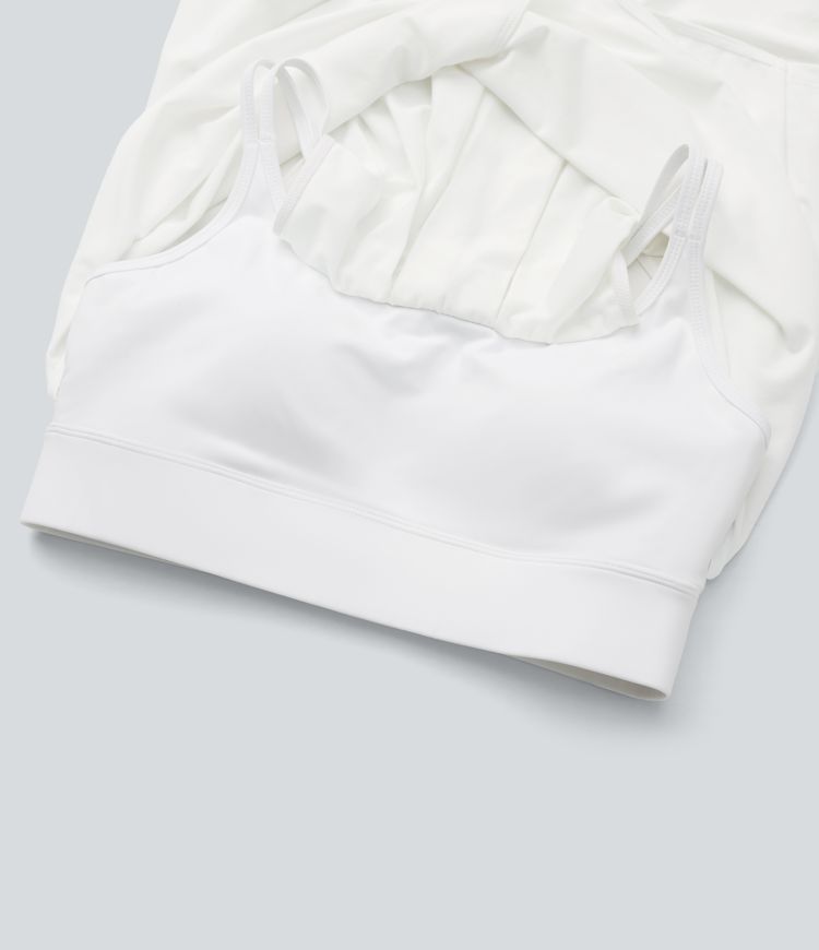 Top yoga secado rápido tirante doble plisado cruzado espalda