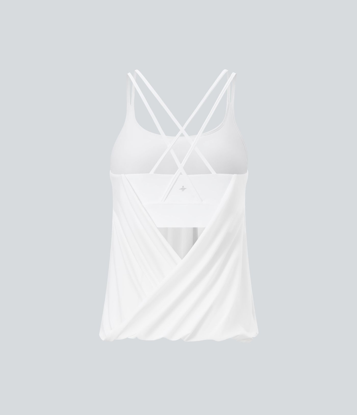 Rückenfreies, plissiertes Yoga-Camisole-Top mit überkreuzten Doppelträgern - schnelltrocknend