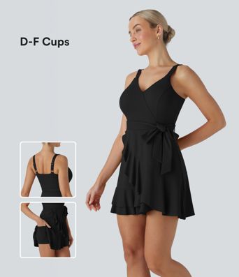 SoftlyZero™ Robe décontractée Mini Aérienne à Liens Latéraux 2-en-1 Fluide Fraîche au Toucher avec Poches Bonnets D-F