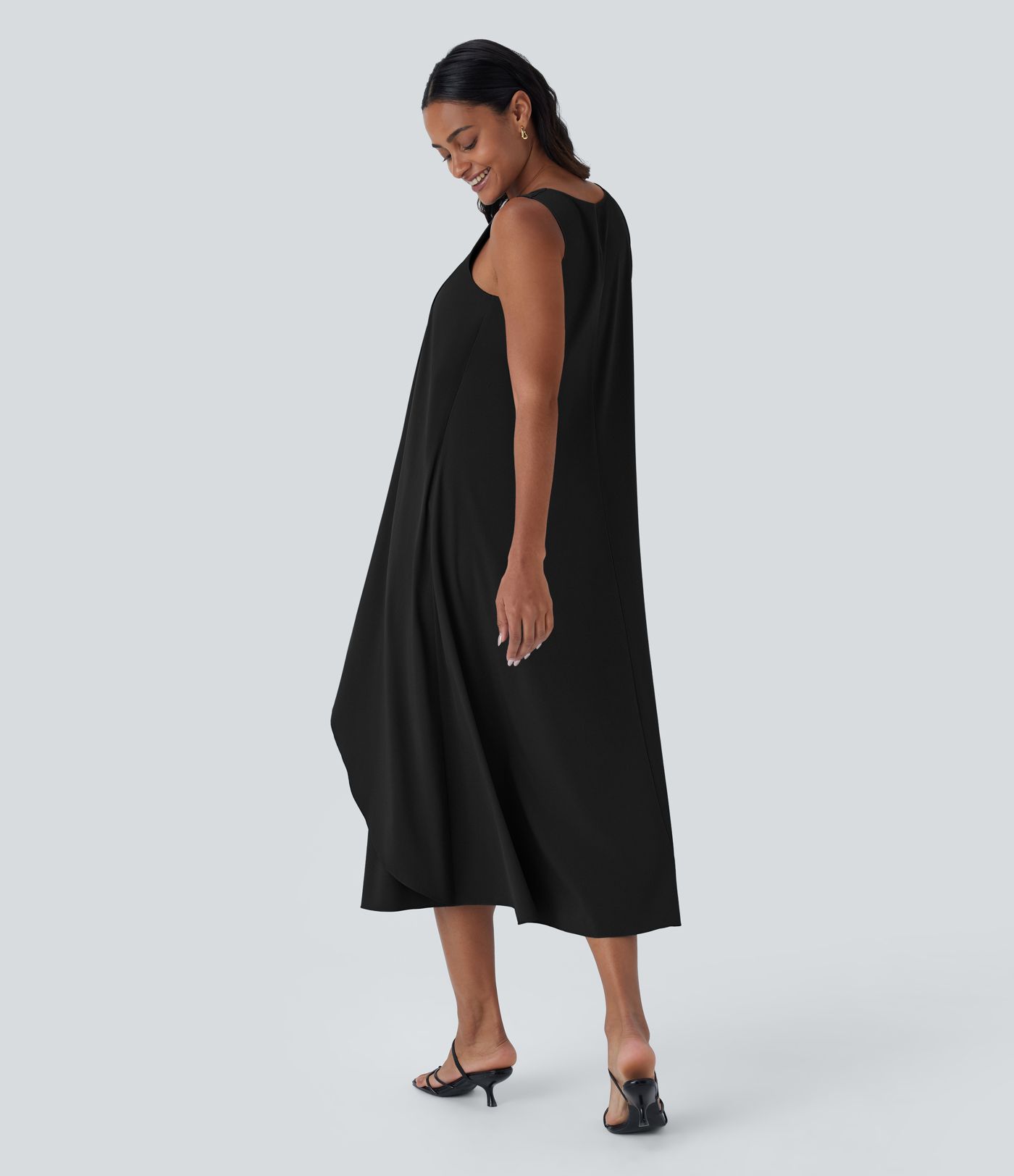 Breezeful™ V Neck Sleeveless Layered Flowy Quick Dry Midi Casual Dress