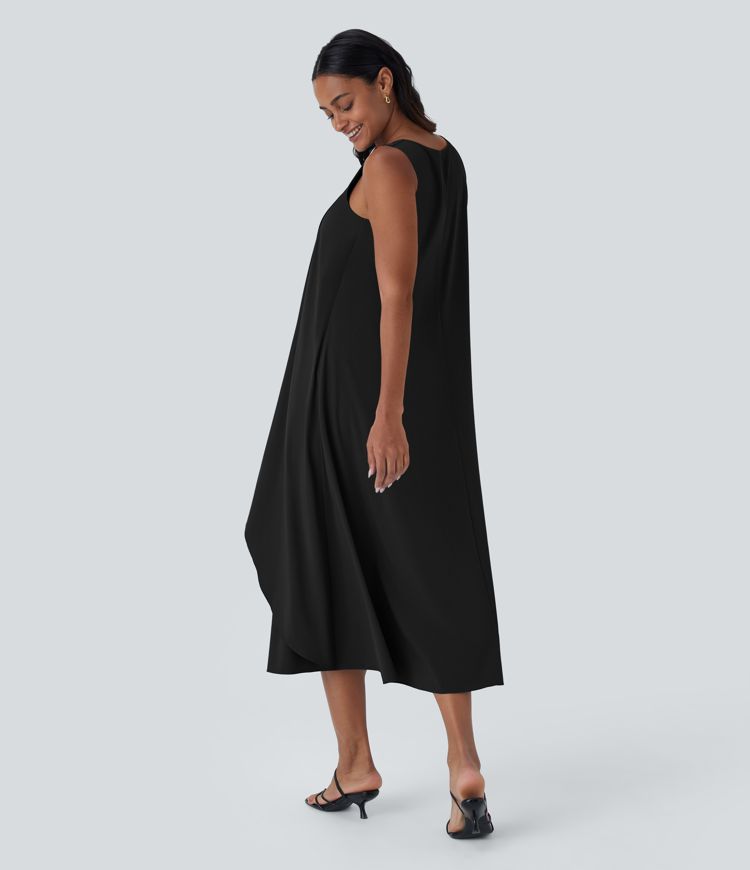 Breezeful™ V Neck Sleeveless Layered Flowy Quick Dry Midi Casual Dress