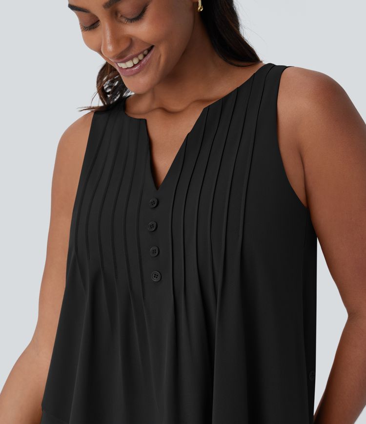 Breezeful™ V Neck Sleeveless Layered Flowy Quick Dry Midi Casual Dress