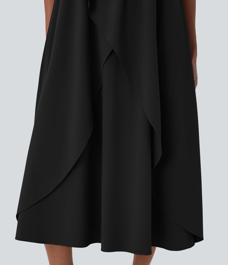 Breezeful™ V Neck Sleeveless Layered Flowy Quick Dry Midi Casual Dress