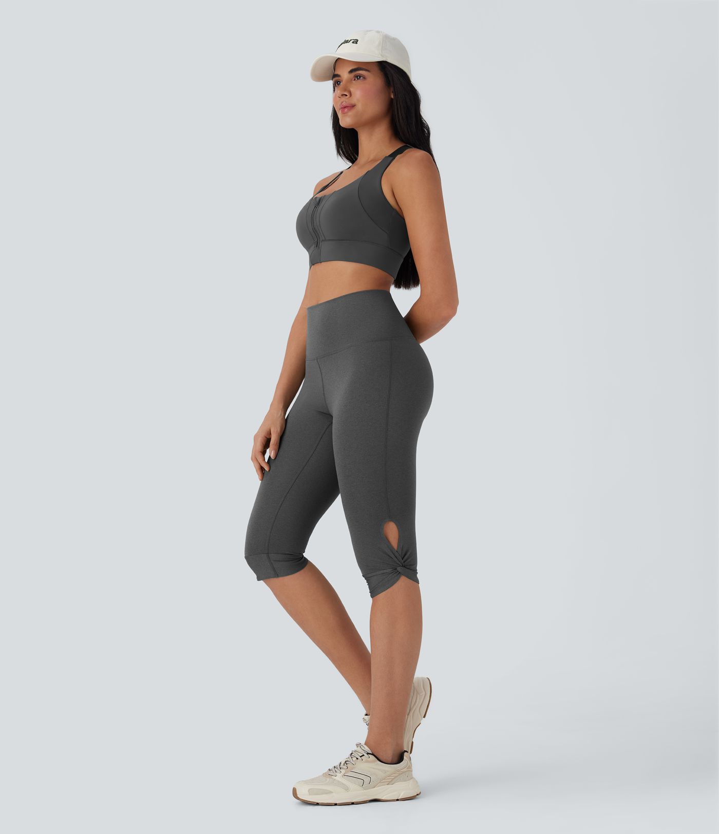 High-Waisted Cut-Out Quick-Dry Yoga Pedal Pusher Leggings with Pocket