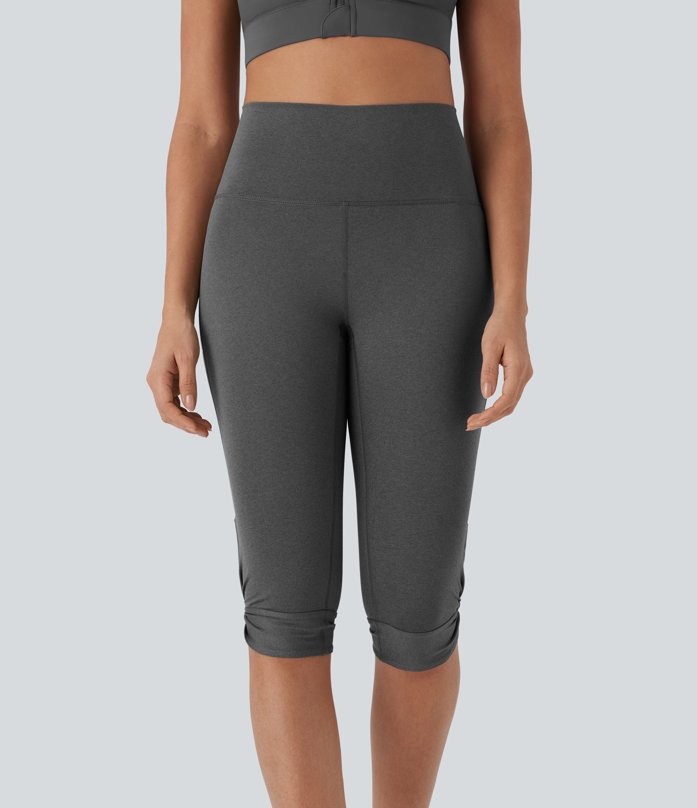 High-Waisted Cut-Out Quick-Dry Yoga Pedal Pusher Leggings with Pocket