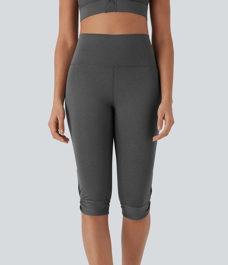 High-Waisted Cut-Out Quick-Dry Yoga Pedal Pusher Leggings with Pocket