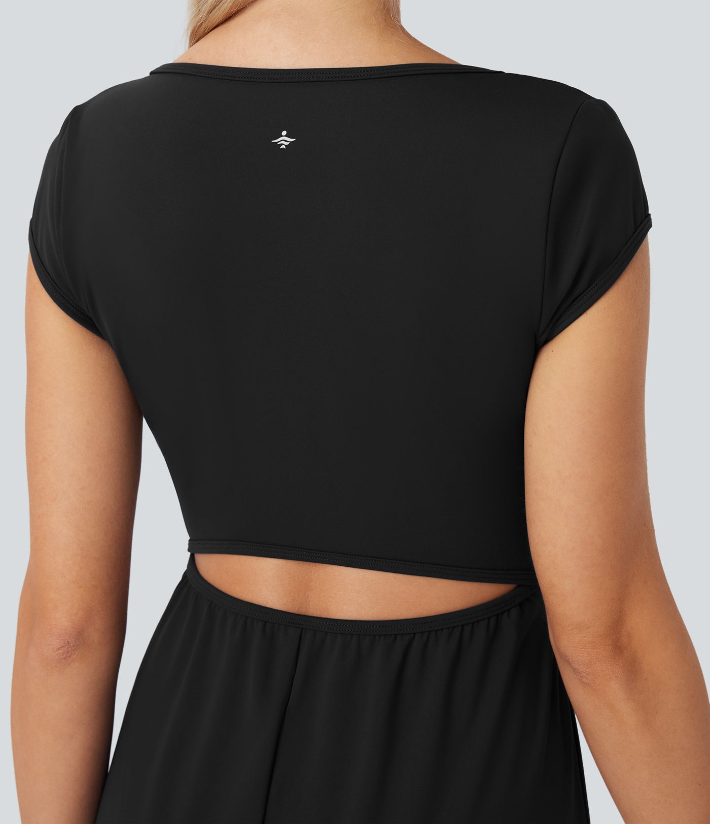 Softlyzero™ Airy Yoga-Jumpsuit with shawl collar, short sleeves, wide leg, and Cool Touch with side pockets - Easy Peezy Edition