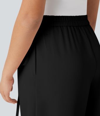 Halara Flex™ - Arbeits-Hose mit hohem Bund, Seitentaschen, Bindeband und weitem Bein