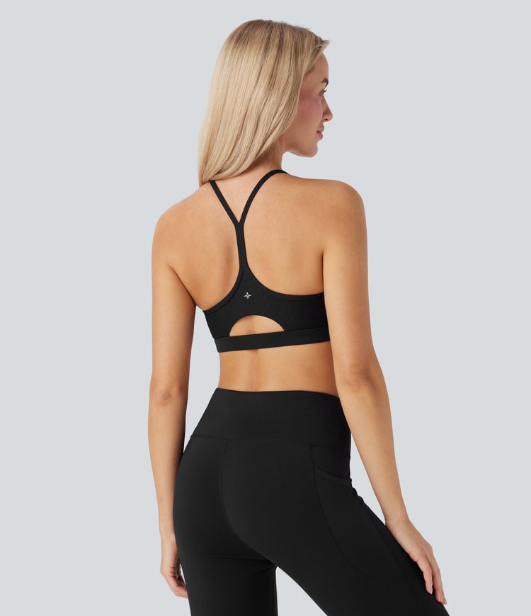 Ribbed Low Support Cut Out Yoga Sports Bra
