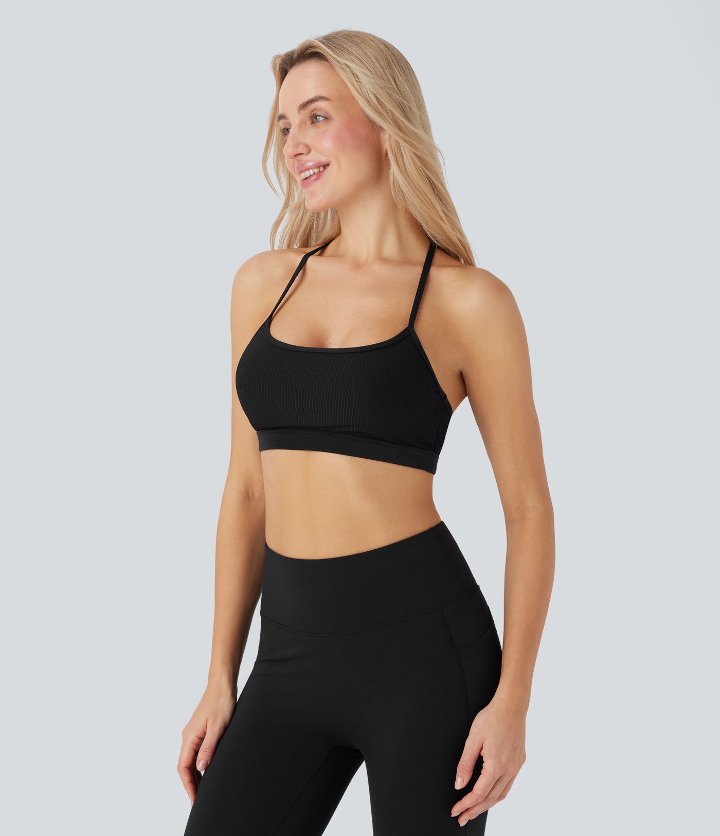 Ribbed Low Support Cut Out Yoga Sports Bra A-C Cups