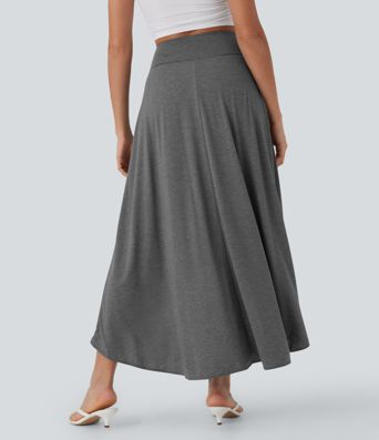 High Waisted Tummy Control High Low 2-in-1 Flowy Maxi Casual Skirt High Waisted Tummy Control High Low 2-in-1 Flowy Maxi Casual Skirt