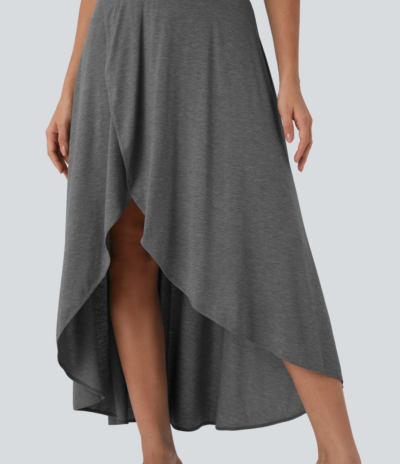 High Waisted Tummy Control High Low 2-in-1 Flowy Maxi Casual Skirt High Waisted Tummy Control High Low 2-in-1 Flowy Maxi Casual Skirt