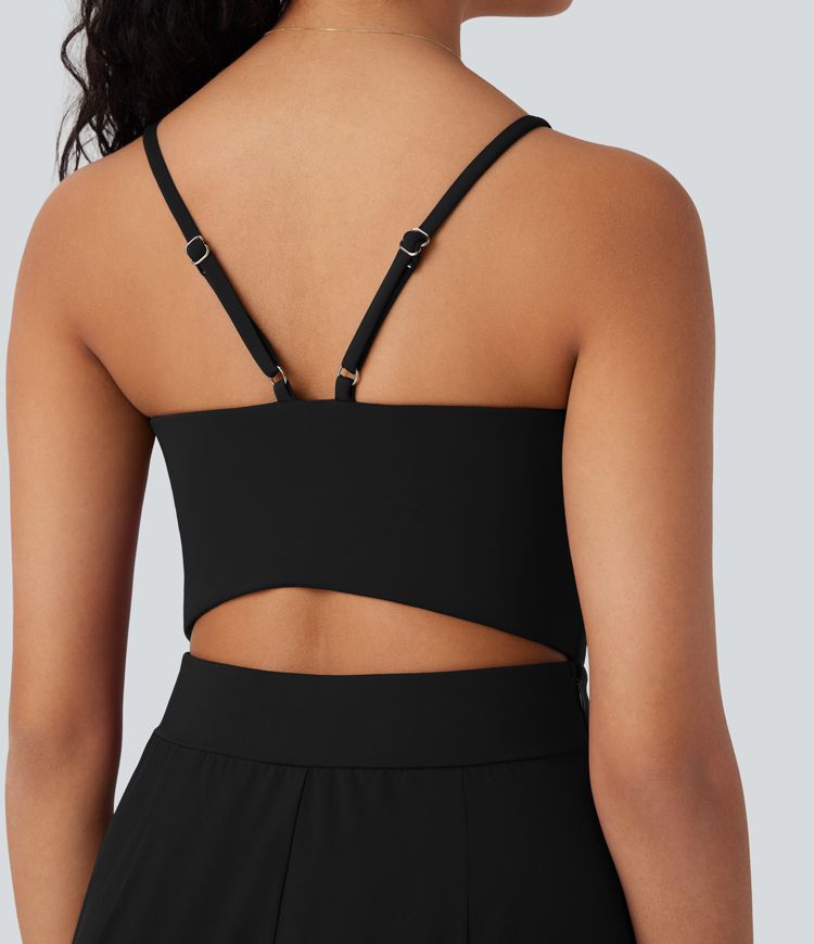 Breezeful™ Backless Wide Leg Quick Dry Casual Slip Jumpsuit with Side Pockets-Easy Peezy Edition