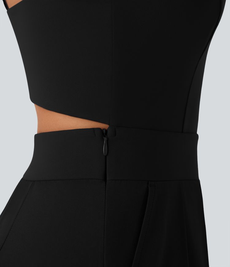 Breezeful™ Backless Wide Leg Quick Dry Casual Slip Jumpsuit with Side Pockets-Easy Peezy Edition