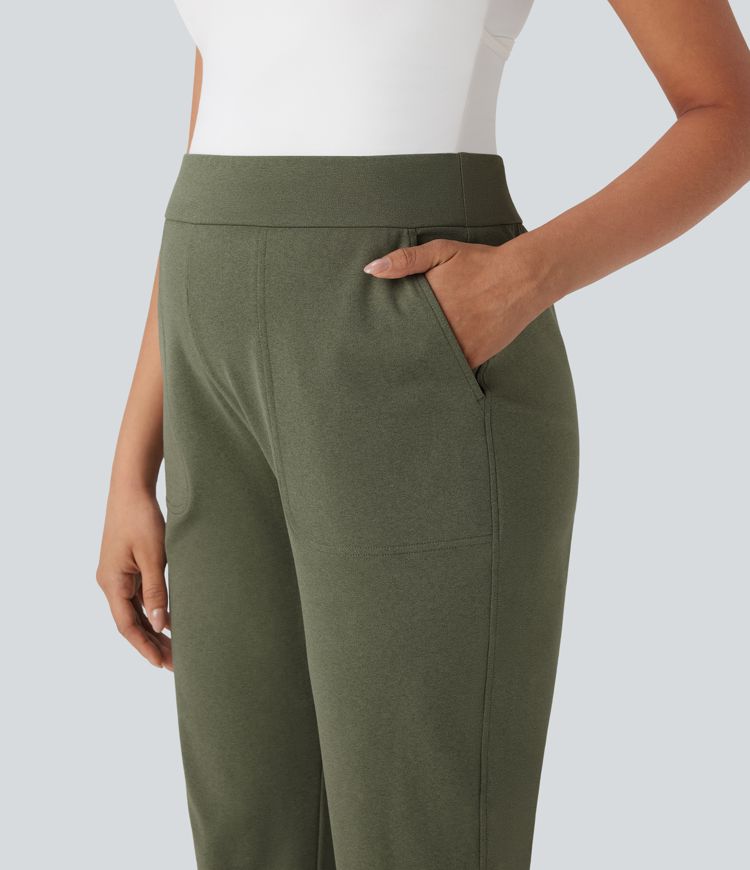 Mid Rise Quick Dry Yoga Maternity Joggers with Pockets