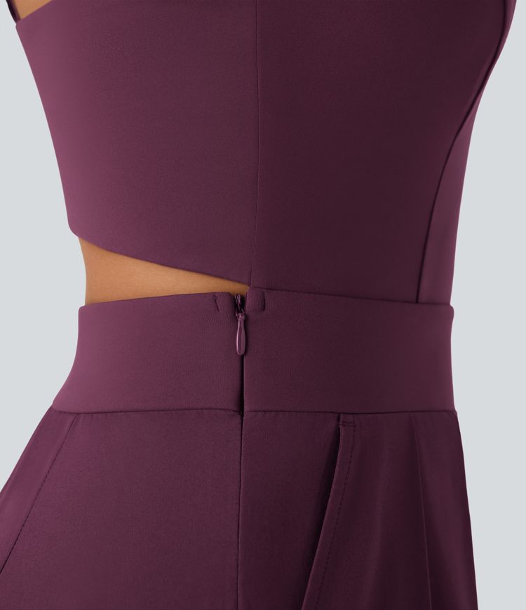 Breezeful™ Wide Leg Quick Dry Casual Slip Jumpsuit with Pockets-Easy Peezy Edition