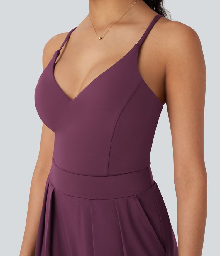 Breezeful™ Wide Leg Quick Dry Casual Slip Jumpsuit with Pockets-Easy Peezy Edition