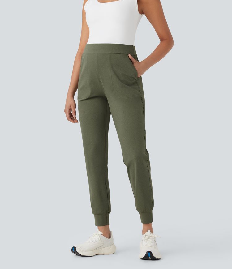 Pantalones deportivos de yoga premamá de tiro medio con secado rápido y con bolsillos