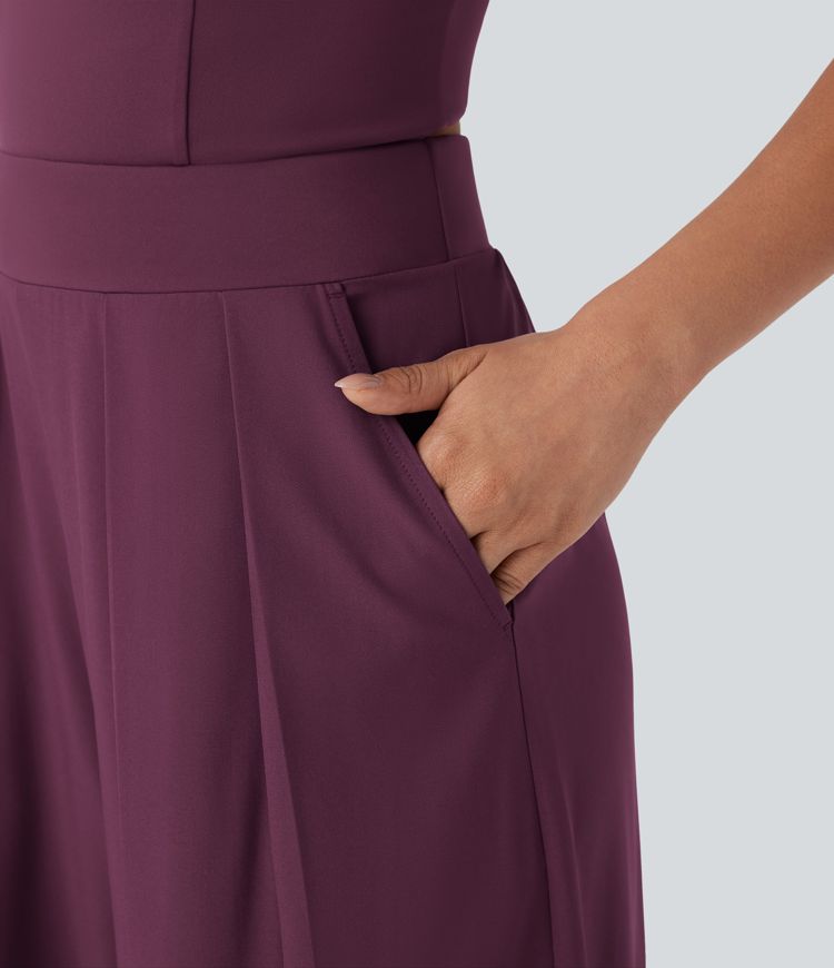 Breezeful™ Wide Leg Quick Dry Casual Slip Jumpsuit with Pockets-Easy Peezy Edition