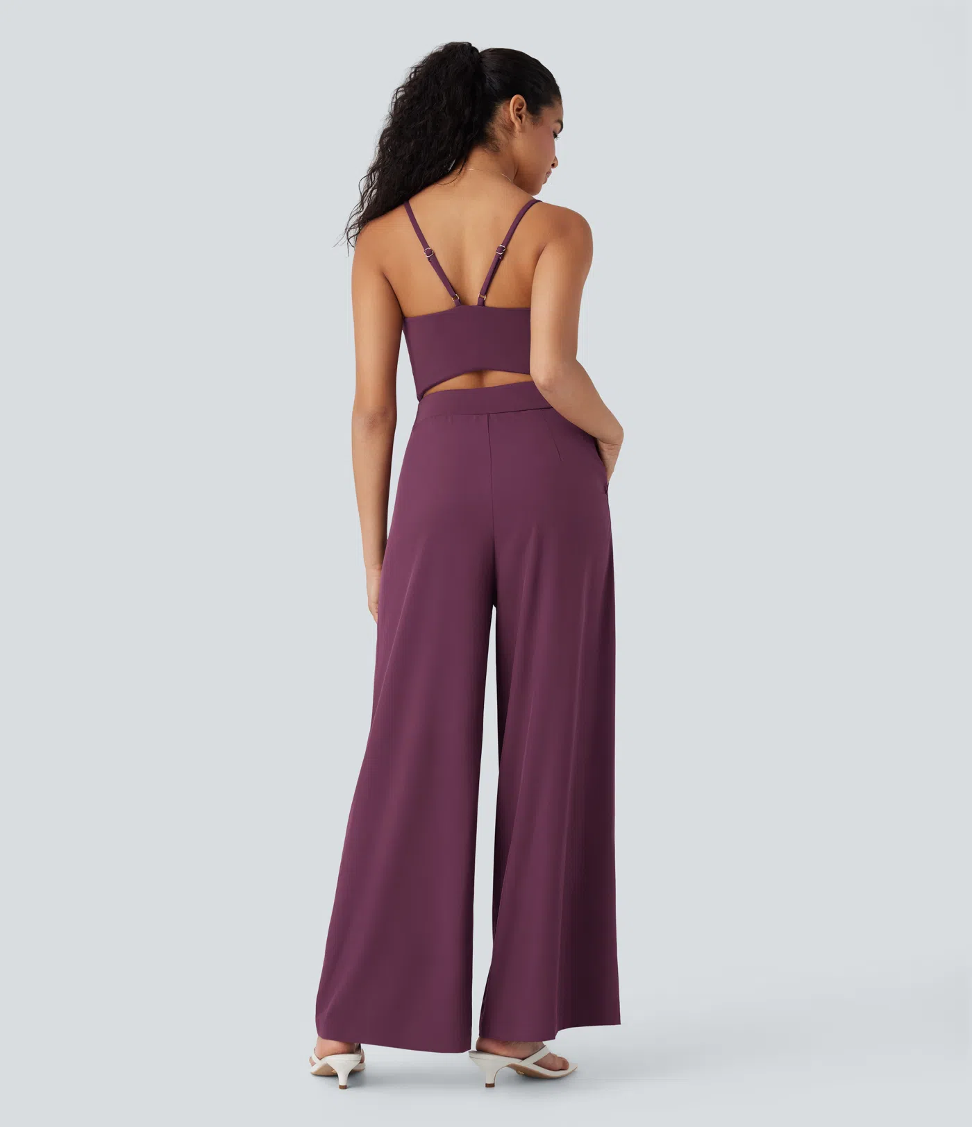 Breezeful™ Backless Wide Leg Quick Dry Casual Slip Jumpsuit with Side Pockets-Easy Peezy Edition