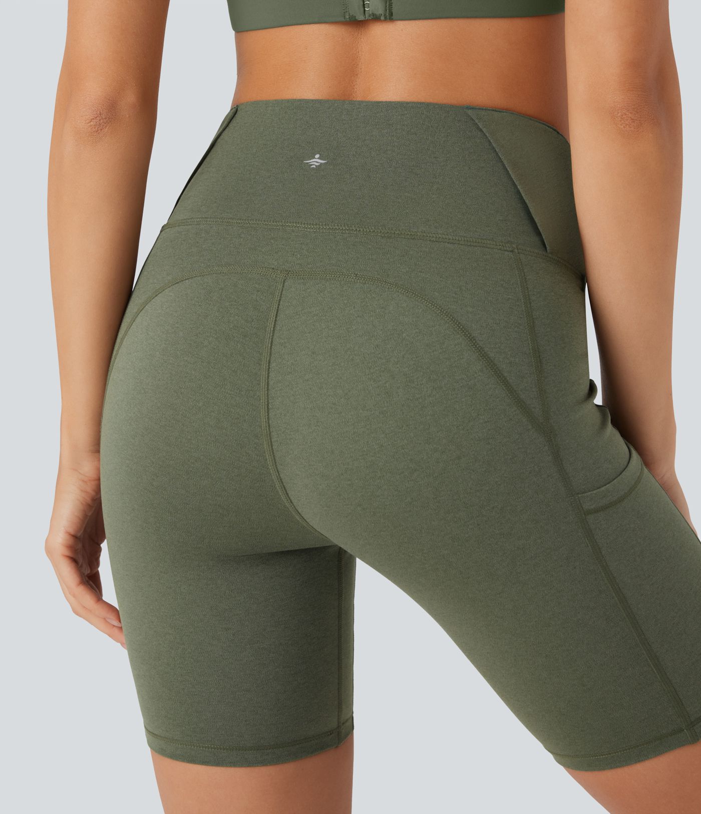 Shorts de yoga biker de 18cm con tiro alto efecto moldeador de abdomen y bolsillos