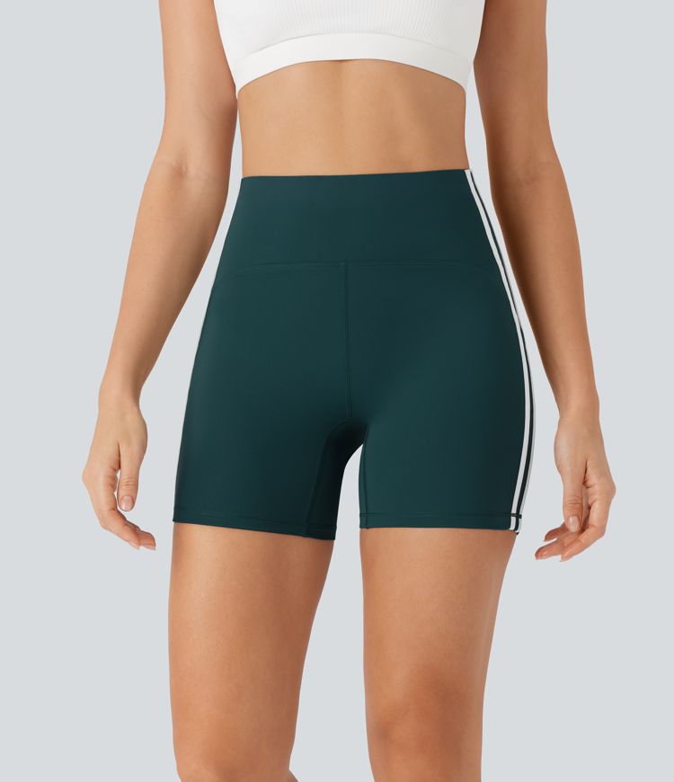 SoftlyZero™ QuickDry SoCinched High Waisted Tummy Control Color Block Yoga Biker Shorts 5''