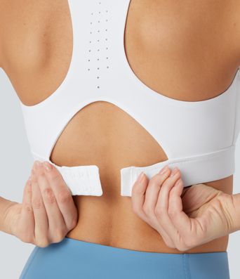 SpeedWave™ Medium Support Molded Cups Perforated Adjustable Hook Quick Dry Workout Sports Bra A-C Cups