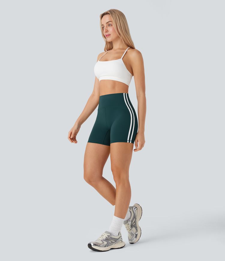 SoftlyZero™ QuickDry SoCinched High Waisted Tummy Control Color Block Yoga Biker Shorts 5''