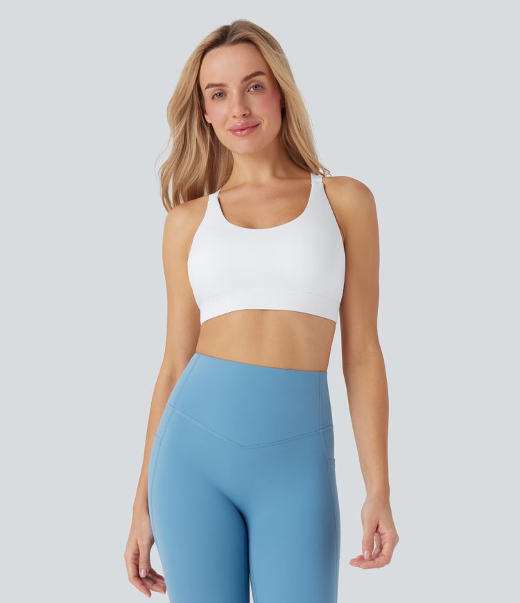 SpeedWave™ Medium Support Molded Cups Perforated Adjustable Hook Quick Dry Workout Sports Bra A-C Cups