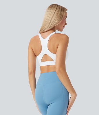 SpeedWave™ Medium Support Molded Cups Perforated Adjustable Hook Quick Dry Workout Sports Bra A-C Cups