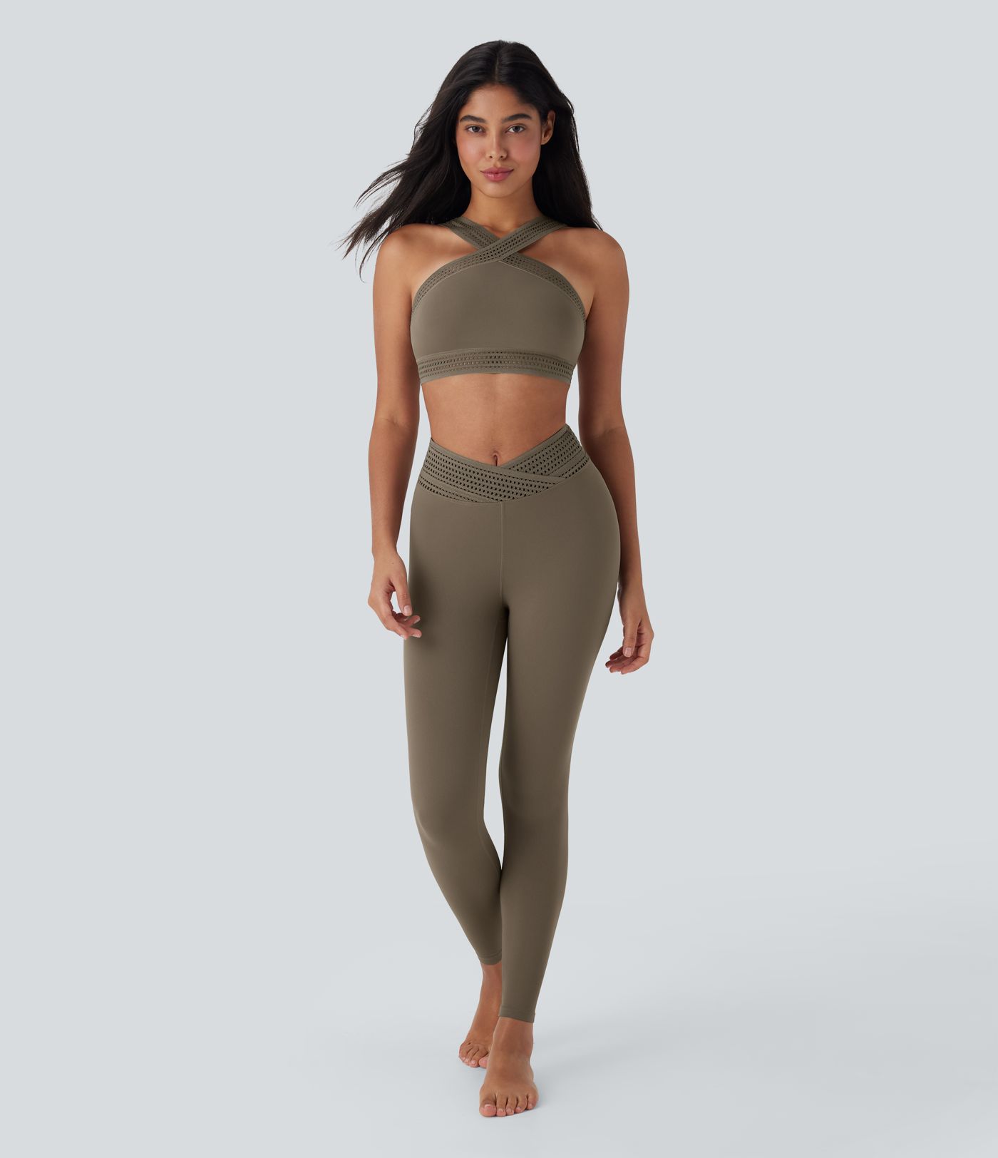 Crossover-Yoga-Sport-BH mit leichtem Support und Cut-Out-Design - A-C Cups