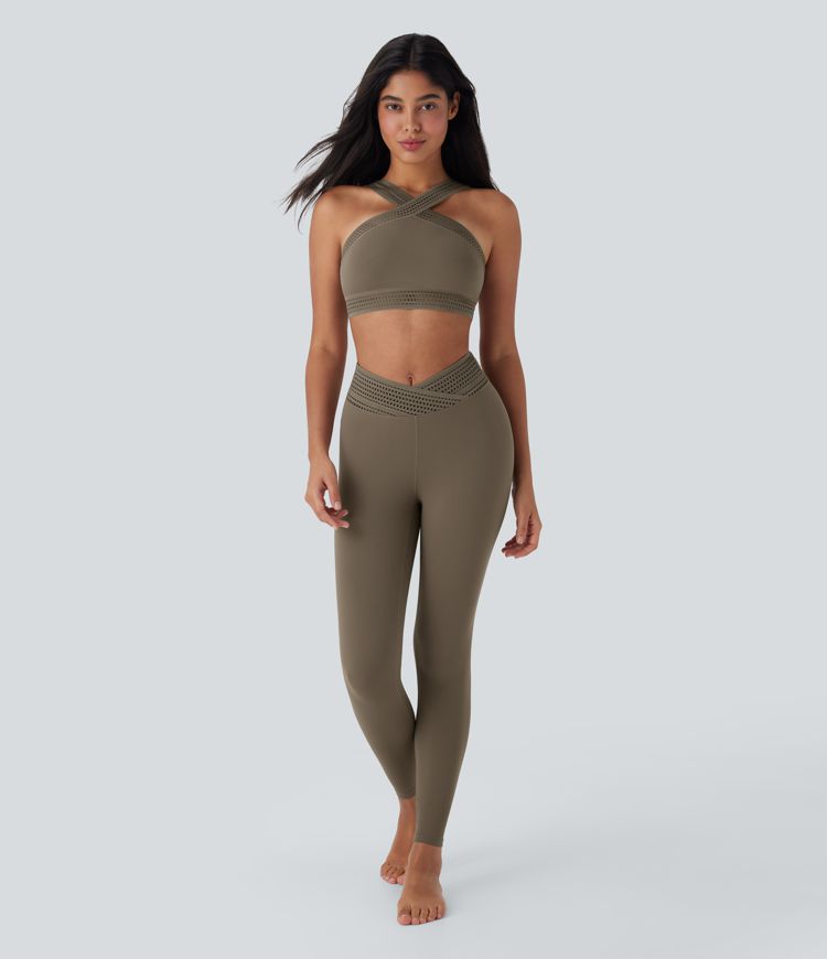 Crossover-Yoga-Sport-BH mit leichtem Support und Cut-Out-Design - A-C Cups