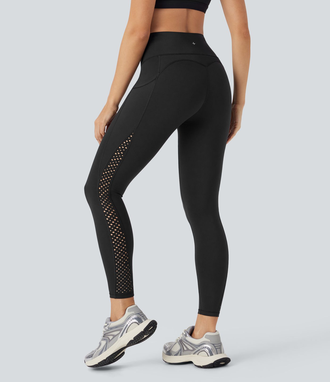 Leggings de yoga Halara UltraSculpt™ refrescante de secado rápido con tiro alto, transpirable con efecto moldeador abdominal y perforaciones con bolsillos y UPF 50+