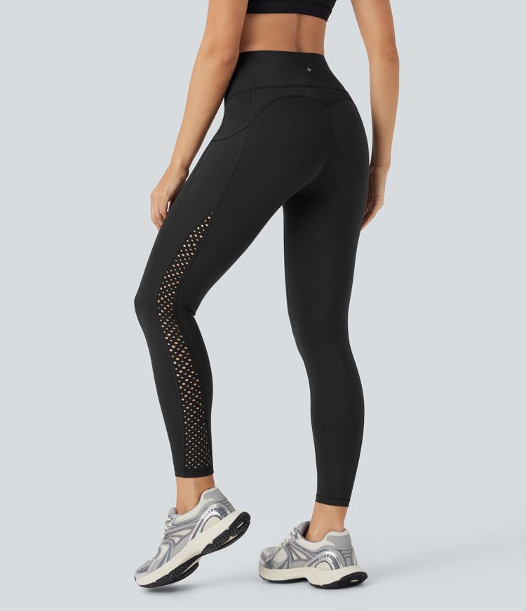 Leggings de yoga Halara UltraSculpt™ refrescante de secado rápido con tiro alto, transpirable con efecto moldeador abdominal y perforaciones con bolsillos y UPF 50+