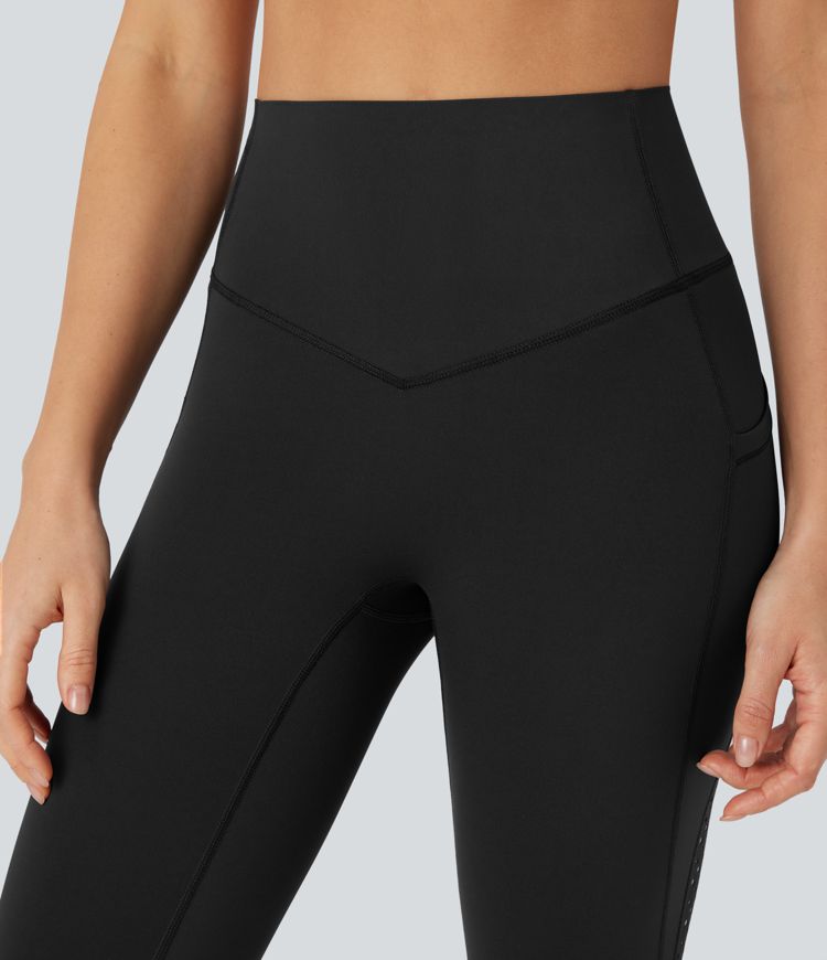 Leggings de yoga Halara UltraSculpt™ refrescante de secado rápido con tiro alto, transpirable con efecto moldeador abdominal y perforaciones con bolsillos y UPF 50+