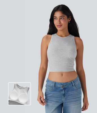 Kurzes, lässiges Tanktop mit Rundhalsausschnitt