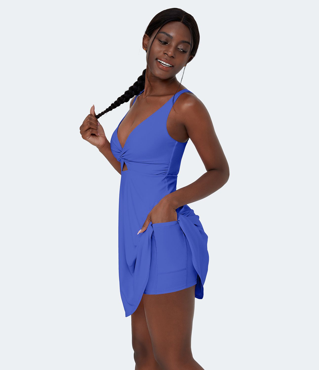 Softlyzero™ Airy Twisted Backless 2-in-1 Pocket  Casual Dress-UPF50+