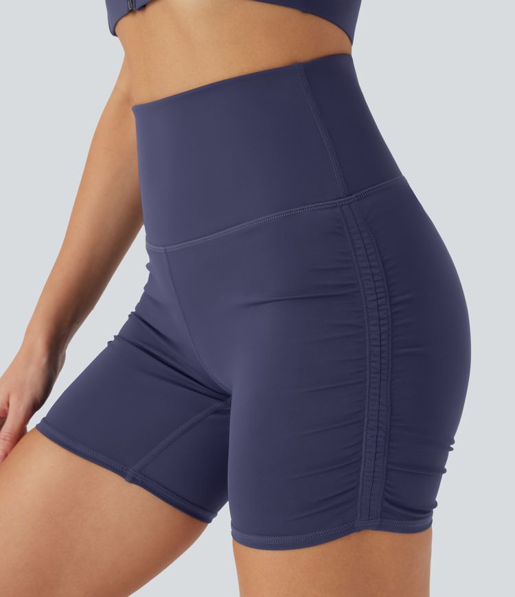 Short cycliste 12,5 cm de course gainant taille haute avec fronces et séchage rapide SoftlyZero™