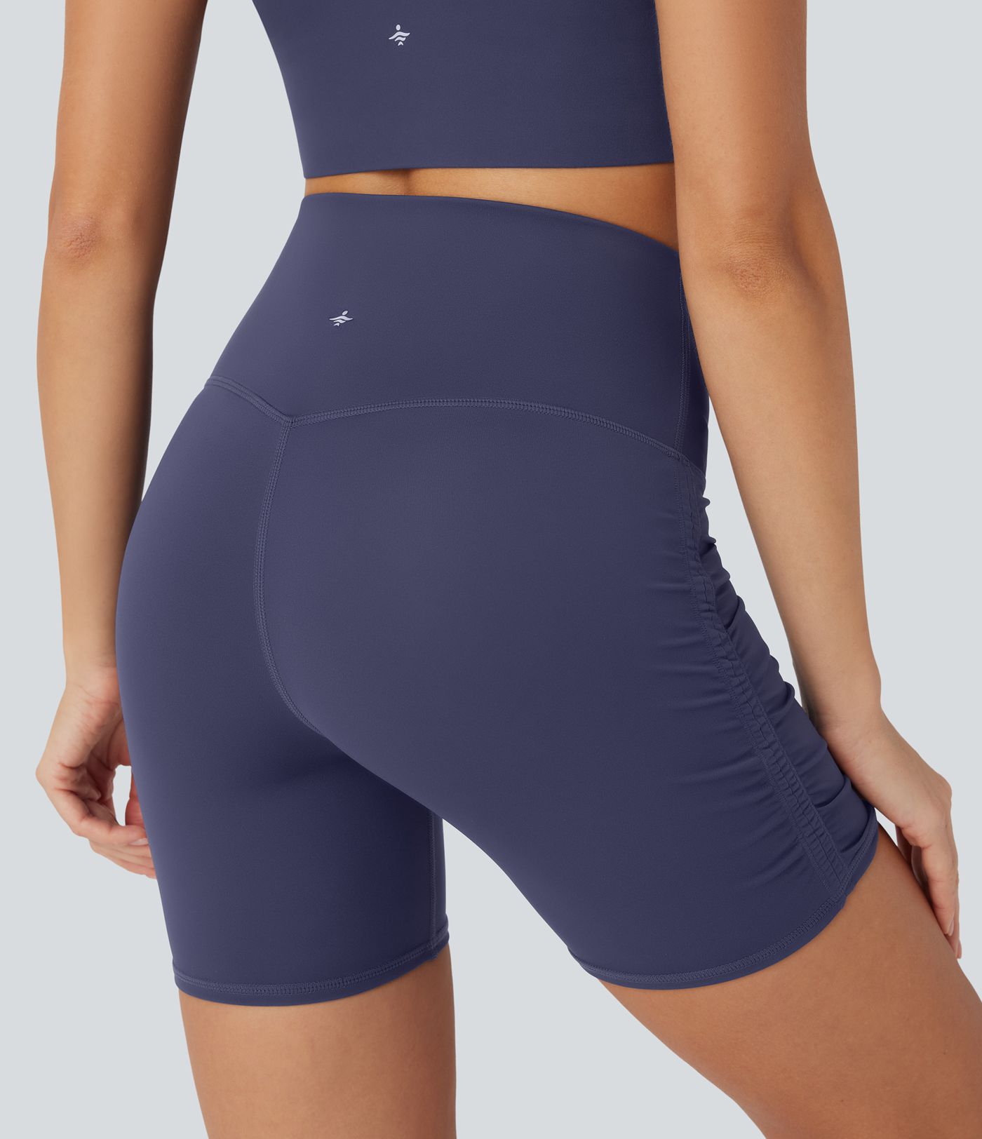 SoftlyZero™ QuickDry High-Waisted Tummy-Control Ruched Running Biker Shorts 5''