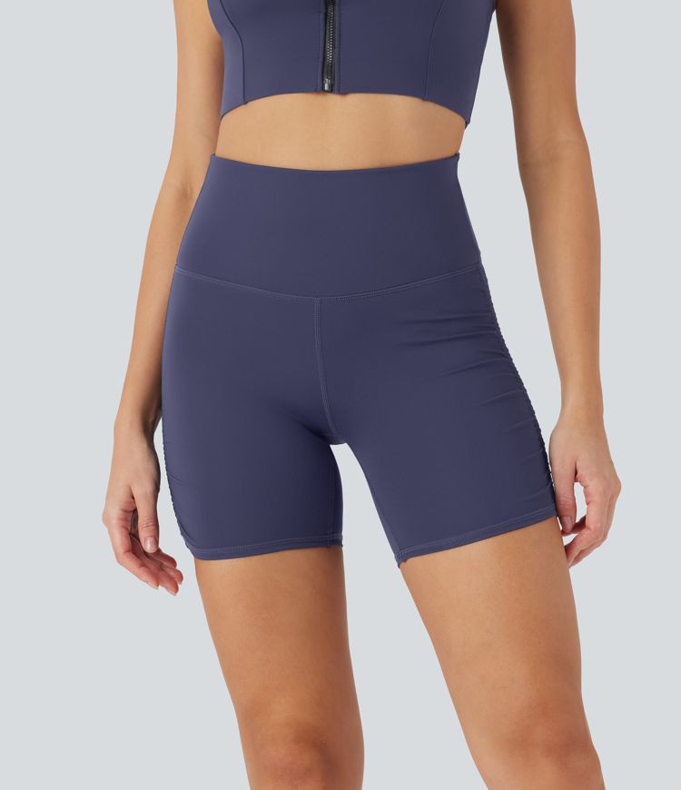 Short cycliste 12,5 cm de course gainant taille haute avec fronces et séchage rapide SoftlyZero™