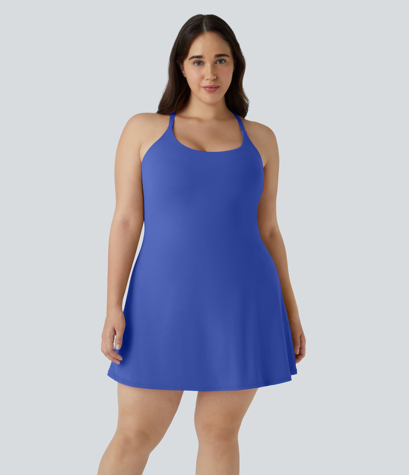 Everyday SoftlyZero™ Plush Backless 2-in-1 Flare Workout Plus Size Dress-Wannabe-Easy Peezy